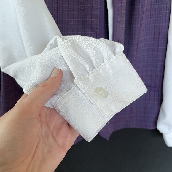 Allison Daley purple white vintage schoolgirl preppy button down top women's 16 - Picture 4 of 9